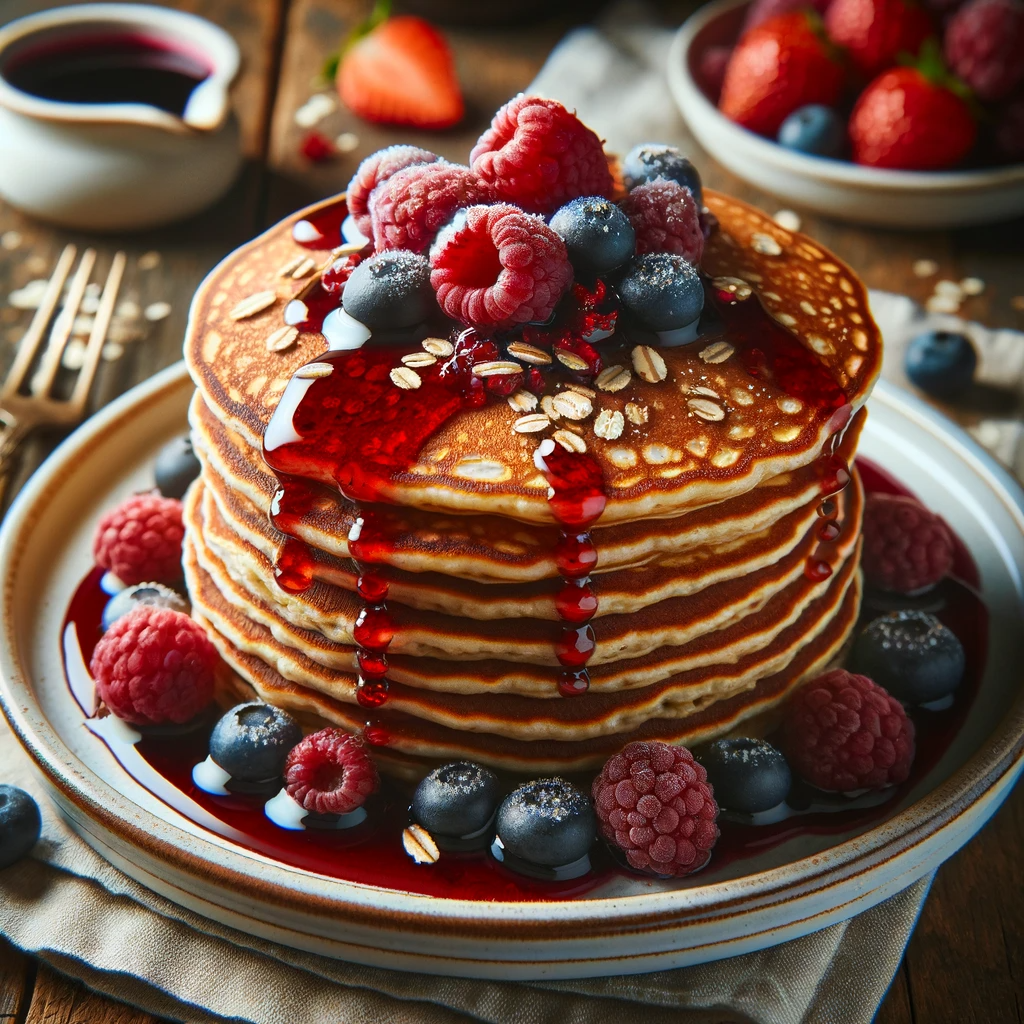 Oat Pancakes with Berry Syrup - The best breakfast! - Berries Paradise